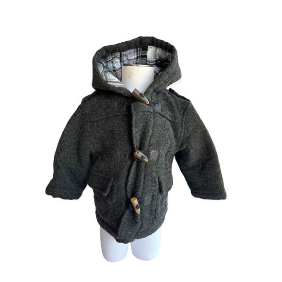 Baby Boys The Childrens Place Hooded Toggle Wool Lined Peacoat - Sz 12 Mo - Picture 1 of 1